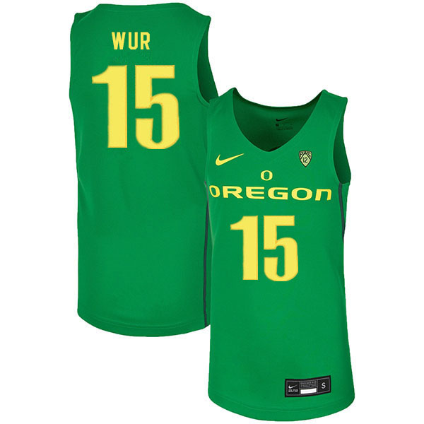 Men #15 Lok Wur Oregon Ducks College Basketball Jerseys Sale-Green